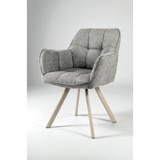 Стілець обідній з підлокітниками Осло М-235, для кухні, їдальні, фактурна тканина Сірий агат/капучіно, 850х600х610 мм