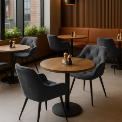 Комплект обеденных стульев Арис М-65 (6 шт.) с подлокотниками, велюр Серый/черный, для кухни, столовой, 860×580×590 мм Городок