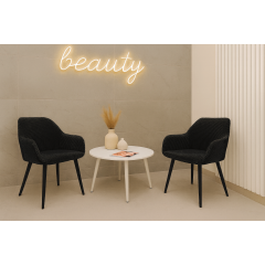 Комплект стульев обеденных Линн М-240 (6 шт.) с подлокотниками, для столовой, кухни, вельвет Черный/черный, 850х580х580 мм Кременец