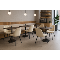 Комплект обідніх стільців Мілано М-75 (6 шт.), шкірзам Капучіно/чорний, для кухні, їдальні, кафе, 890×510×605 мм Кропивницький