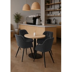 Комплект обеденных стульев Арис М-65 (4 шт.) с подлокотниками, велюр Серый/черный, для кухни, столовой, 860×580×590 мм Лосиновка