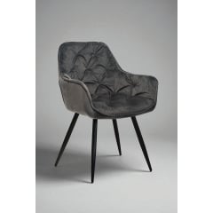 Комплект обеденных стульев Арис М-65 (4 шт.) с подлокотниками, велюр Серый/черный, для кухни, столовой, 860×580×590 мм Лосиновка