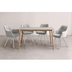 Комплект стульев обеденных Осло М-235 (4 шт.) с подлокотниками, для столовой, кухни, ткань фактурная Нежно белый/белый, 850х600х610 мм Миргород