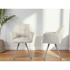 Стул обеденный с подлокотниками Осло М-235, для кухни, столовой, ткань фактурная Папирус/капучино, 850х600х610 мм Боярка