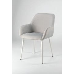 Комплект стульев обеденных Терра М-220 (6 шт.) с подлокотниками, мохер Устричный/белый, для кухни, столовой, 830×550×580 мм Лосиновка