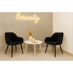 Комплект стульев обеденных Линн М-240 (2 шт.) с подлокотниками, для столовой, кухни, вельвет Черный/черный, 850х580х580 мм Ковель