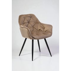 Стул обеденный Арис М-65 с подлокотниками, для кухни, столовой, кафе велюр Капучино/черный, 860х580х590 мм Лосиновка