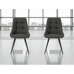 Комплект обідніх стільців Мілано М-75 (6 шт.), шкірзам Сірий/чорний, для кухні, їдальні, кафе, 890×510×605 мм Кропивницький