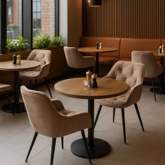 Комплект обеденных стульев Арис М-65 (2 шт.) с подлокотниками, велюр Капучино/черный, для кухни, столовой, 860×580×590 мм Новониколаевка