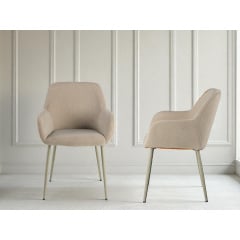 Стул обеденный с подлокотниками Терра М-220, для кухни, столовой, мохер Макадамия/капучино, 830х550х580 мм Киев