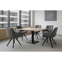 Комплект стульев обеденных Осло М-235 (4 шт.) с подлокотниками, для столовой, кухни, ткань фактурная Графит/черный, 850х600х610 мм Александрия