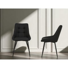 Комплект обеденных стульев Милано М-75 (2 шт.), кожзам Черный/черный, для кухни, столовой, кафе, 890×510×605 мм Кременец