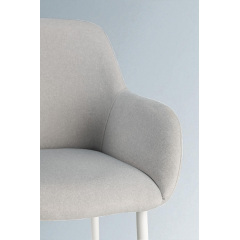 Комплект обеденных стульев Терра М-220 (2 шт.) с подлокотниками, мохер Устричный/белый, для кухни, столовой, 830×550×580 мм Александрия