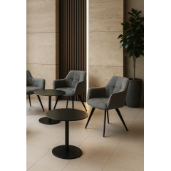 Комплект стульев обеденных Осло М-235 (2 шт.) с подлокотниками, для столовой, кухни, ткань фактурная Графит/черный, 850х600х610 мм Березно