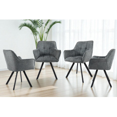 Комплект стульев обеденных Осло М-235 (2 шт.) с подлокотниками, для столовой, кухни, ткань фактурная Графит/черный, 850х600х610 мм Березно