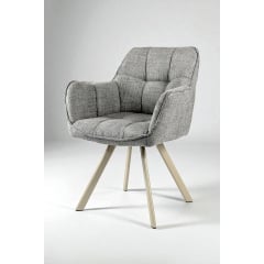 Комплект стульев обеденных Осло М-235 (2 шт.) с подлокотниками, для столовой, кухни, ткань фактурная Серый агат/капучино, 850х600х610 мм Дубно