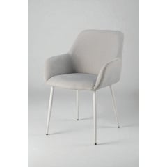 Стул обеденный с подлокотниками Терра М-220, для кухни, столовой, мохер Устричный/белый, 830х550х580 мм Ромны