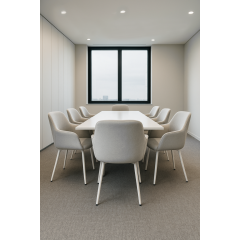 Стул обеденный с подлокотниками Терра М-220, для кухни, столовой, мохер Устричный/белый, 830х550х580 мм Ромны