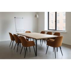 Стул обеденный с подлокотниками Терра М-220, для кухни, столовой, мохер Карамель/черный, 830х550х580 мм Еланец