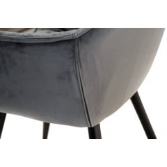 Стул обеденный Арис М-65 с подлокотниками, для кухни, столовой, кафе велюр Серый/черный, 860х580х590 мм Городок