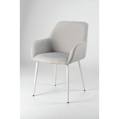 Комплект стульев обеденных Терра М-220 (4 шт.) с подлокотниками, мохер Устричный/белый, для кухни, столовой, 830×550×580 мм Дзензелевка