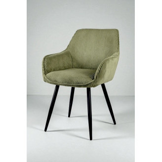 Стул обеденный Линн М-240 с подлокотниками, для столовой, кухни, кафе, салона, вельвет Игуана/черный, 850х580х580 мм