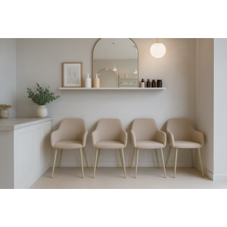 Комплект стульев обеденных Терра М-220 (6 шт.) с подлокотниками, мохер Макадамия/капучино, для кухни, столовой, 830×550×580 мм