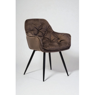 Стул обеденный Арис М-65 с подлокотниками, для кухни, столовой, кафе велюр Коричневый/черный, 860х580х590 мм