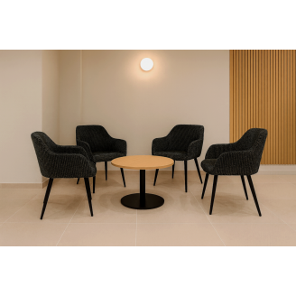 Комплект стульев обеденных Линн М-240 (4 шт.) с подлокотниками, для столовой, кухни, вельвет Черный/черный, 850х580х580 мм