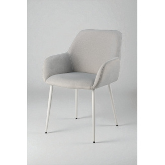 Стул обеденный с подлокотниками Терра М-220, для кухни, столовой, мохер Устричный/белый, 830х550х580 мм