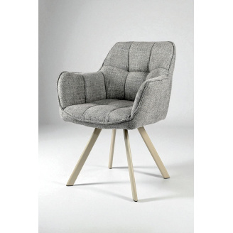 Стул обеденный с подлокотниками Осло М-235, для кухни, столовой, ткань фактурная Серый агат/капучино, 850х600х610 мм