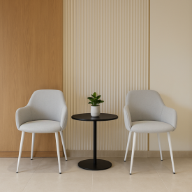 Комплект обеденных стульев Терра М-220 (2 шт.) с подлокотниками, мохер Устричный/белый, для кухни, столовой, 830×550×580 мм