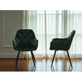 Комплект обідніх стільців Аріс М-65 (2 шт.) з підлокітниками, велюр Смарагд/чорний, для кухні, їдальні 860×580×590 мм