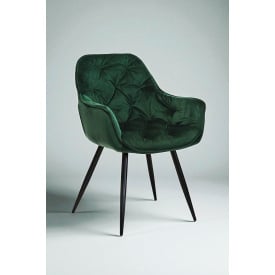 Стілець обідній Аріс М-65 з підлокітниками, для кухні, їдальні, кафе велюр Смарагд/чорний, 860х580х590 мм
