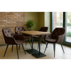 Комплект обідніх стільців Аріс М-65 (4 шт.) з підлокітниками, велюр Коричневий/чорний, для кухні, їдальні, 860×580×590 мм