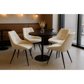 Комплект стульев обеденных Милано М-75 (4 шт.), кожзам Капучино/черный, для кухни, столовой, кафе, 890×510×605 мм