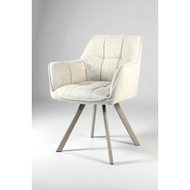 Стул обеденный с подлокотниками Осло М-235, для кухни, столовой, ткань фактурная Папирус/капучино, 850х600х610 мм