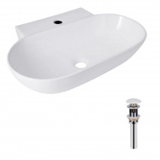 Раковина підвісна/накладна Qtap Cardinal 565х400х130 біла з донним клапаном PU02 (QT0411K177WN47330)