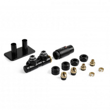 Набір вентилів інтегрований термостатичний лівий Terma Twins All in One чорний матовий (TGETTWINLK9M5)