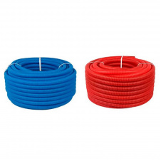 Захистна труба "пешель" (гофра) Heat-PEX d25 червона/синя