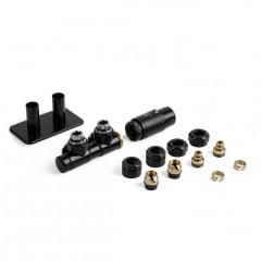 Набір вентилів інтегрований термостатичний лівий Terma Twins All in One чорний матовий (TGETTWINLK9M5) Калуш