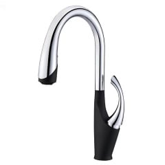 Змішувач для кухні Nett SWB-435 з висувним виливом “Лебідь”, чорний (030320) Купянск