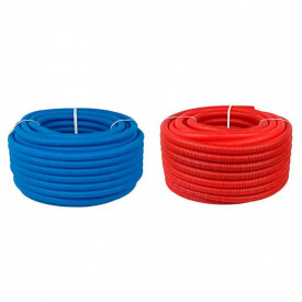 Захистна труба "пешель" (гофра) Heat-PEX d25 червона/синя