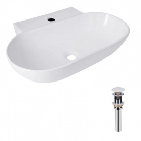 Раковина підвісна/накладна Qtap Cardinal 565х400х130 біла з донним клапаном PU02 (QT0411K177WN47330)