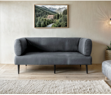 Диван з підлокітниками Tobi Sho Бенно-1 офісний з конусною ногою 1800х720х750 велюр Emilia 93 GREY