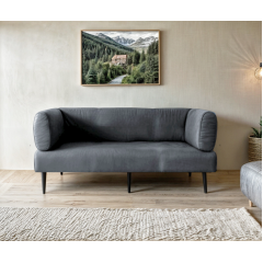 Диван с подлокотниками Tobi Sho Бенно-1 офисный с конусной ногой 1800х720х750 велюр Emilia 93 GREY Ровно