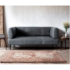 Диван із підлокітниками Tobi Sho Бенно-1 офісний з конусною ногою 1500х720х750 велюр Emilia 93 GREY Хуст