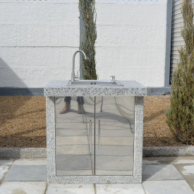 Стол-мойка «Гарден Шеф» с фасадами Мрамор кремовый