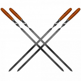 Набор шампуров из нержавеющей стали с ручкой 4 шт