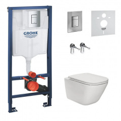 Інсталяція для унітазу Grohe Rapid SL + унітаз Roca Gap Rimless з сидінням soft-close, кнопка Skate Cosmopolitan хром (A34H470000+38772001) Дрогобич